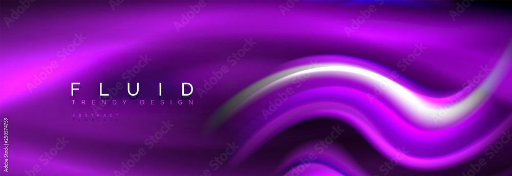 Fluid color neon wave lines background, neon liquid color futuristic paint template