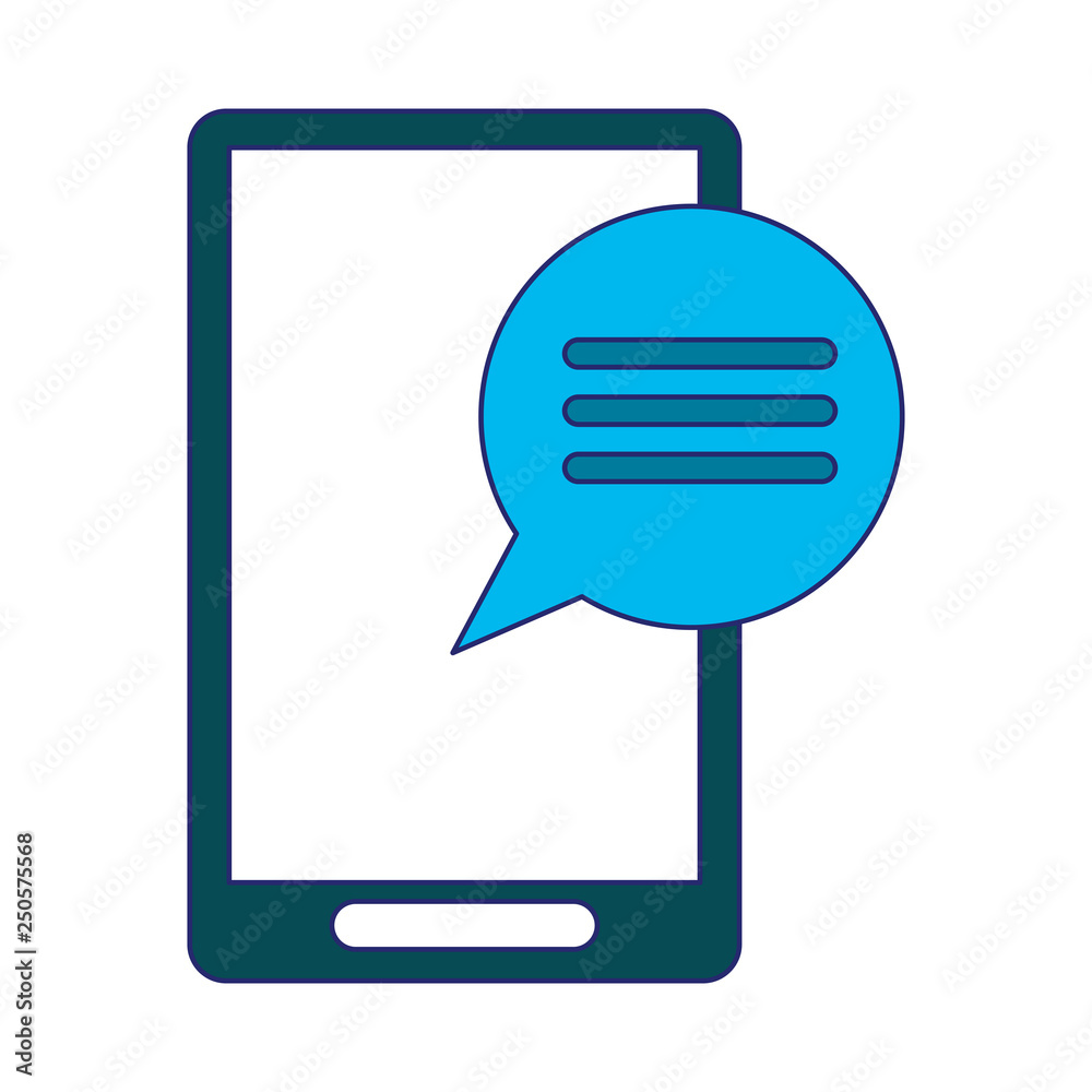 smartphone with chat bubble blue lines smartphone with chat bubble blue lines