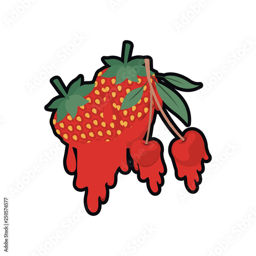 cherry and strawberry dripping icon