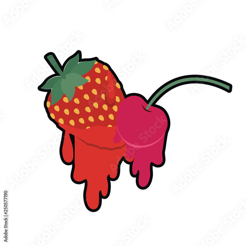 cherry and strawberry dripping icon