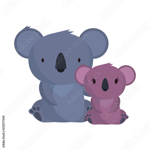 Canvas Print little family koalas wild characters