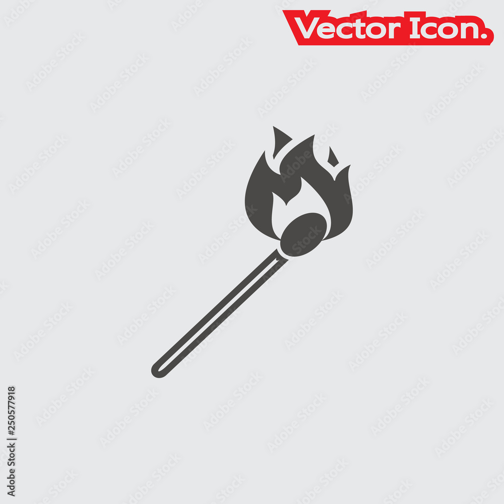 Match fire icon isolated sign symbol and flat style for app, web and digital design. Vector illustration. Match fire icon isolated sign symbol and flat style for app, web and digital design. Vector illustration.