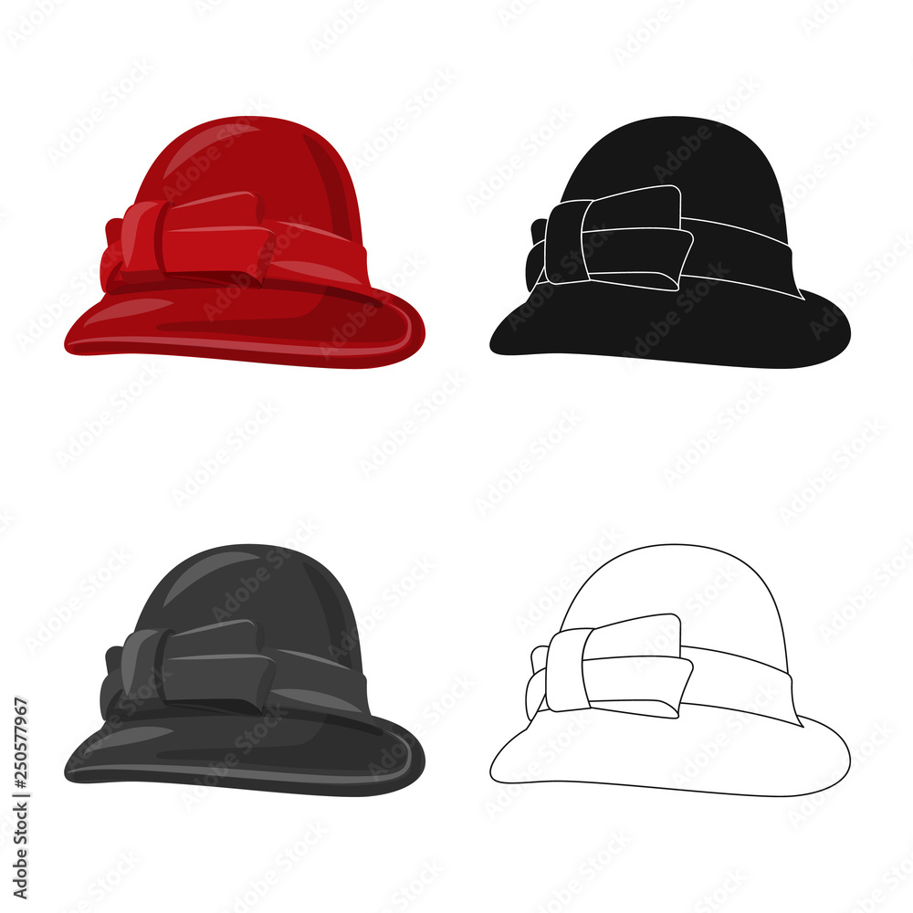 Vector illustration of headgear and cap logo. Set of headgear and accessory stock vector illustration. Vector illustration of headgear and cap logo. Set of headgear and accessory stock vector illustration.