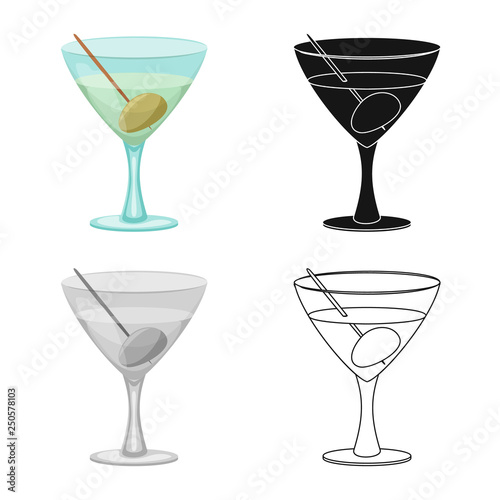 Vector illustration of drink and bar sign. Set of drink and party stock symbol for web.