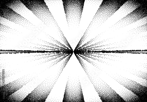 Abstract sun rays with dotwork retro or tattoo style