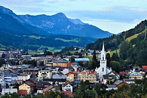 Austrian Alps-view of the town Schladming