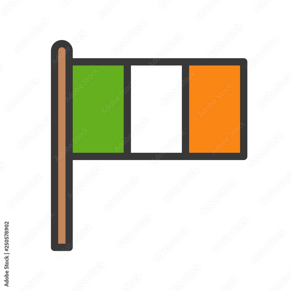 Ireland flag vector, Feast of Saint Patrick filled icon editable outline Ireland flag vector, Feast of Saint Patrick filled icon editable outline