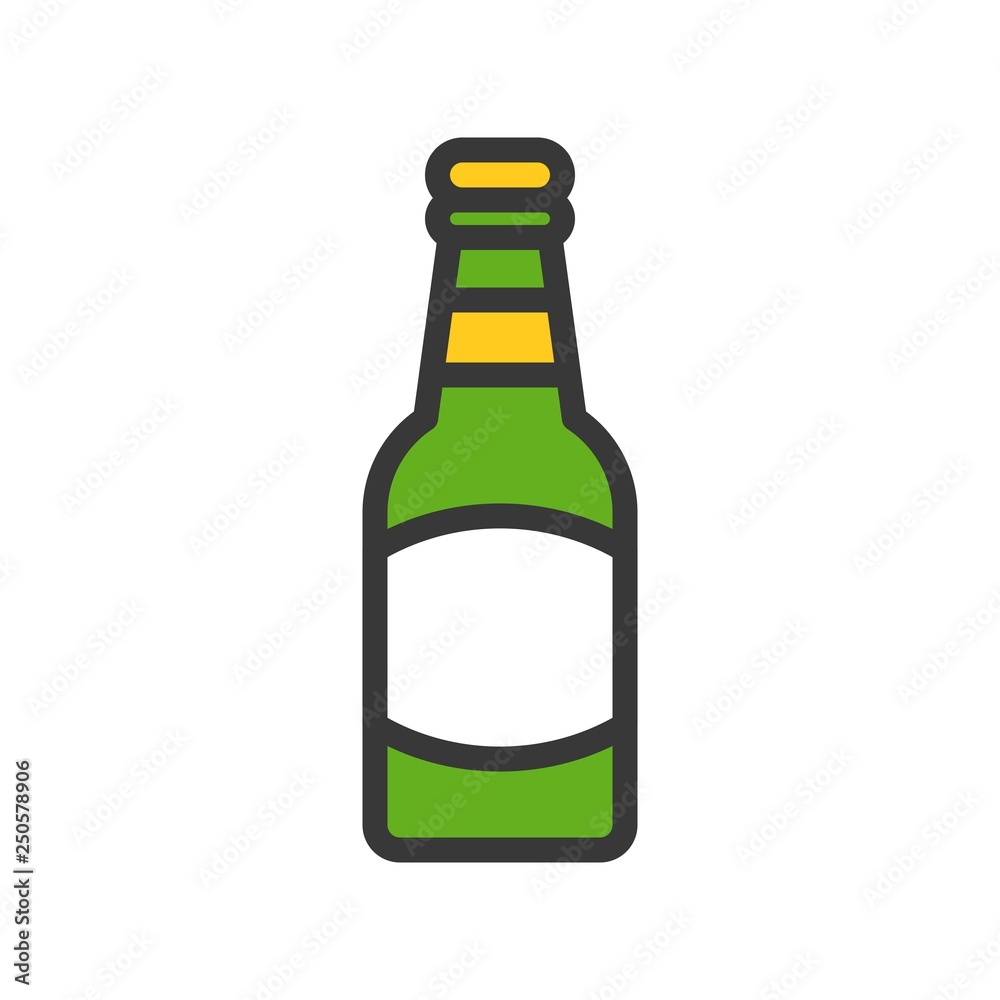 Beer bottle vector, Feast of Saint Patrick filled icon editable outline