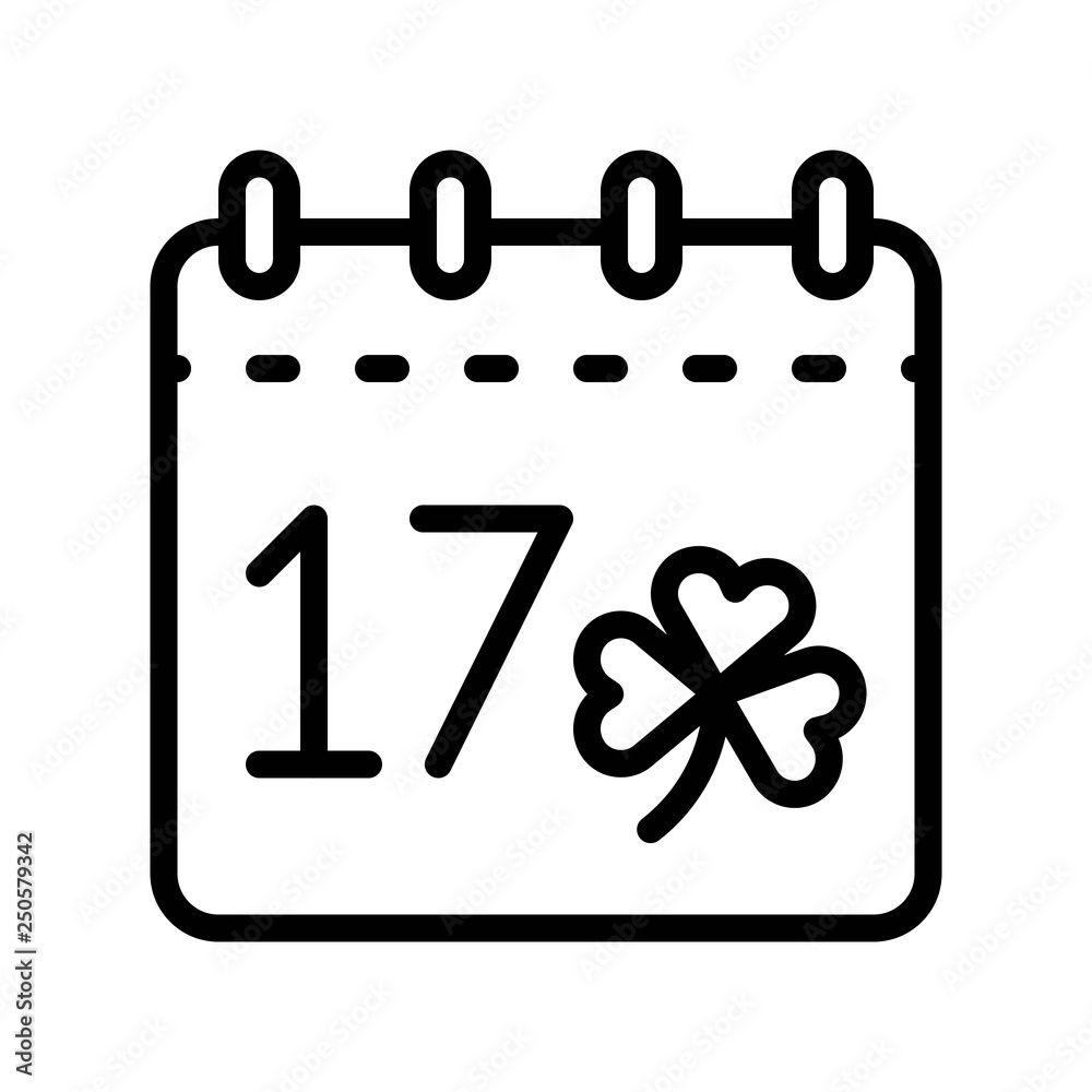 Calendar vector, Feast of Saint Patrick line icon Calendar vector, Feast of Saint Patrick line icon