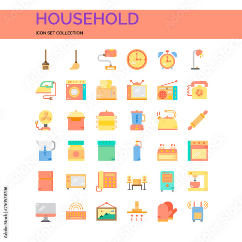 Household Icons Set. UI Pixel Perfect Well-crafted Vector Thin Line Icons. The illustrations are a vector.