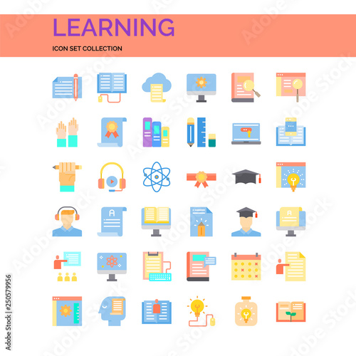 Learning Icons Set. UI Pixel Perfect Well-crafted Vector Thin Line Icons. The illustrations are a vector.