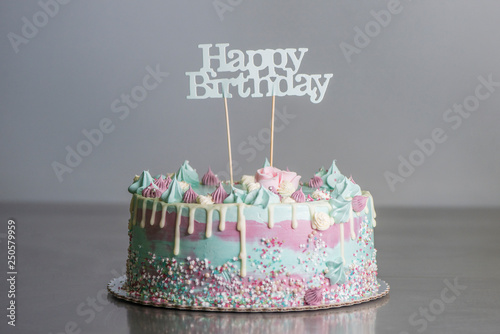happy birthday colorful cake 