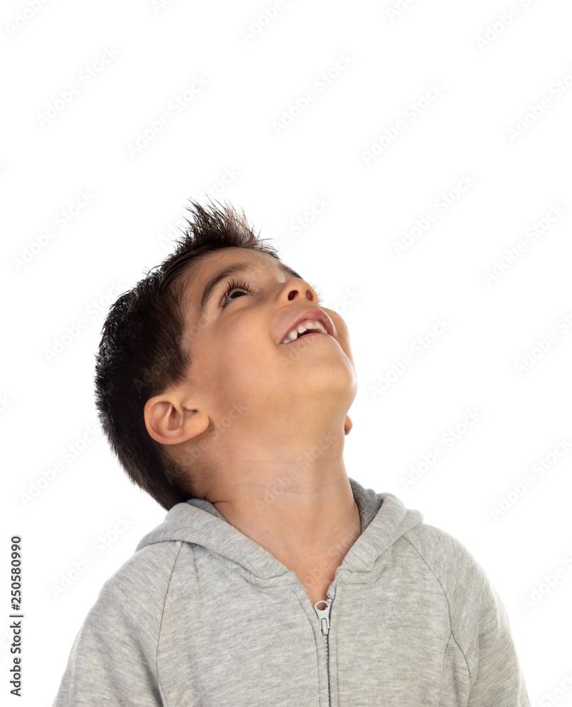 Gipsy child with grey sweatshirt looking up Gipsy child with grey sweatshirt looking up