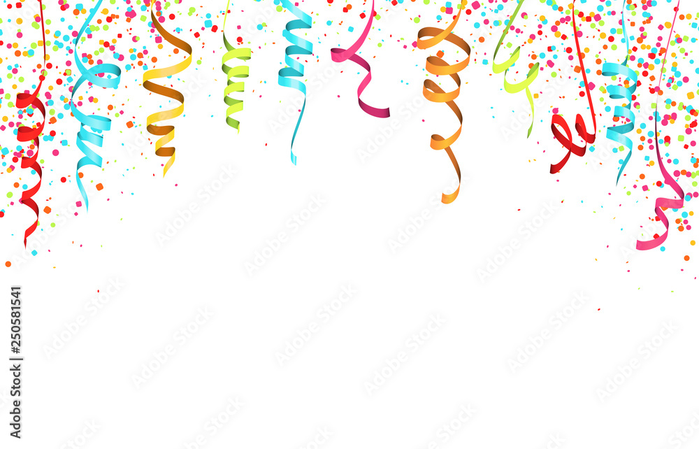 colored confetti and garlands background
