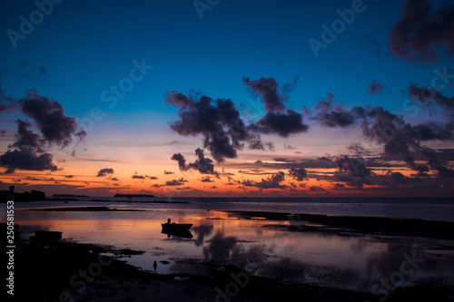 Fototapeta Naklejka Na Ścianę i Meble -  Sunset reflected on water surface. Beautiful landscape