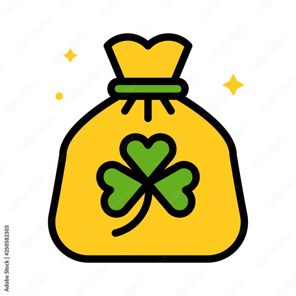 Bag vector, Feast of Saint Patrick filled icon editable outline Bag vector, Feast of Saint Patrick filled icon editable outline