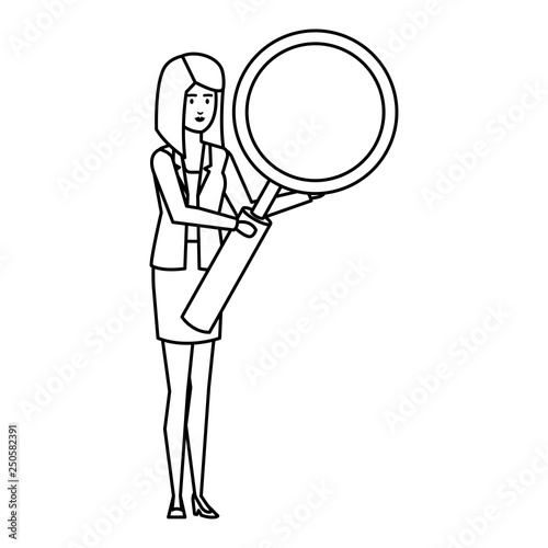 elegant businesswoman lifting magnifying glass © Gstudio