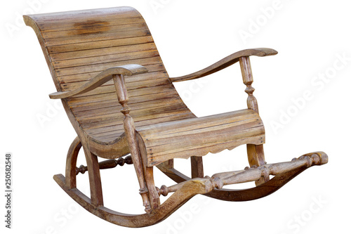 Obraz na plátne rocking wooden chair isolated on white background with clipping path