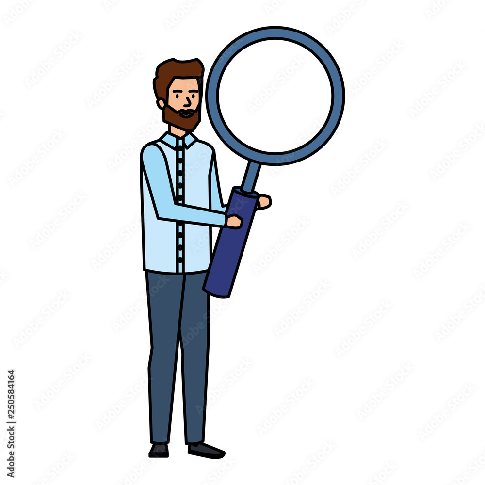 elegant businessman lifting magnifying glass elegant businessman lifting magnifying glass