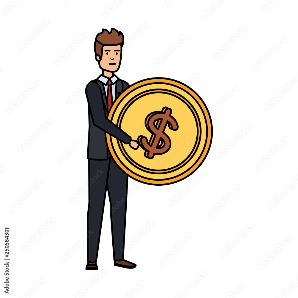 elegant businessman lifting coin money elegant businessman lifting coin money