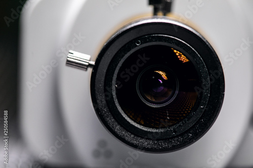 CCTV Security Camera. Video camera lens closeup