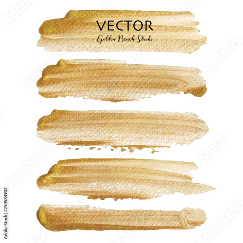 Golden vector brush stroke, Gold texture paint stain, Vector illustration.