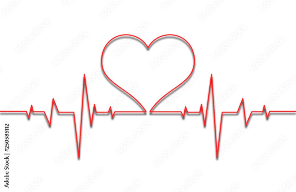 Red heartbeat, heart rate line, medicine concept, illustration