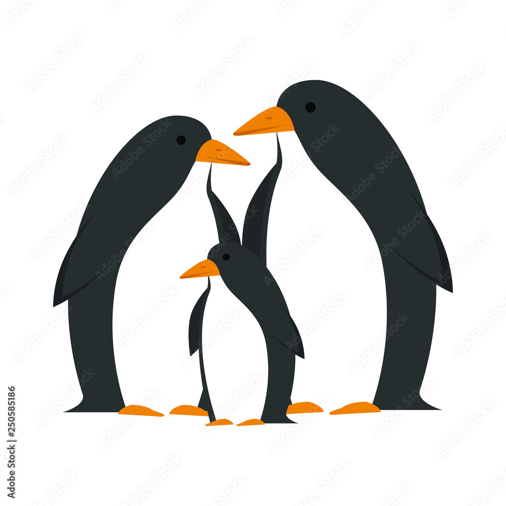 Obraz premium cute penguins birds characters
