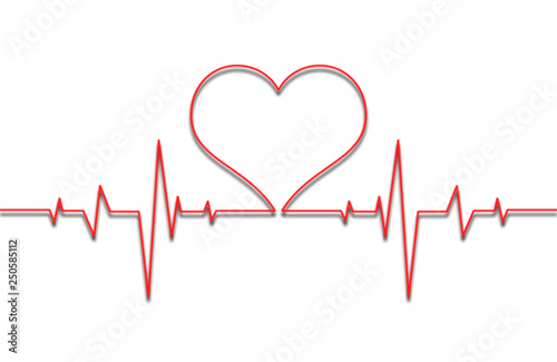Red heartbeat, heart rate line, medicine concept, illustration