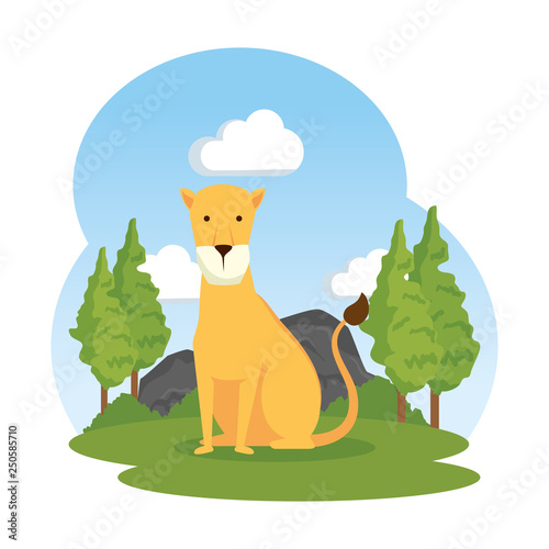 african lioness in the landscape