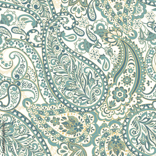 Paisley Ornamental seamless pattern. kalamkari vector fabric background