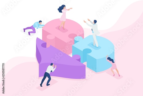 Isometric Acquaintance, Love, Meeting Heart 3D