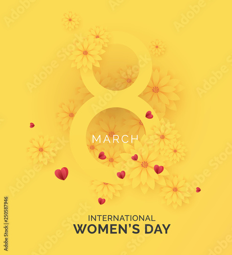 8th March International Women's Day Background with Flower Ornament