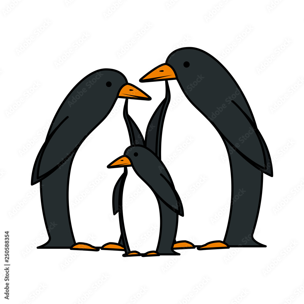 Obraz premium cute penguins birds characters