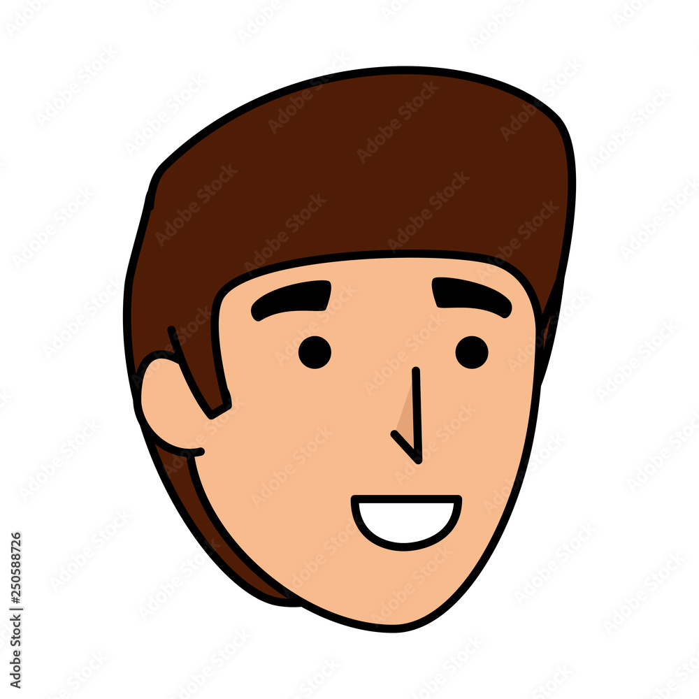 young and casual man head character young and casual man head character