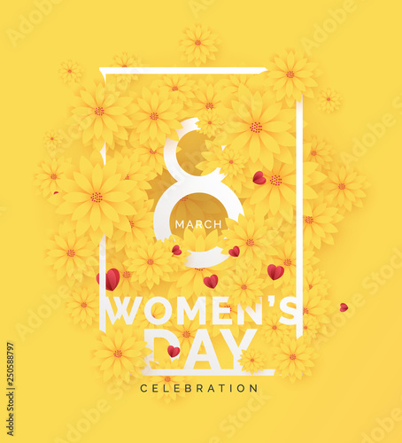 Creative 8th March Women's Day Background with Flower Ornament