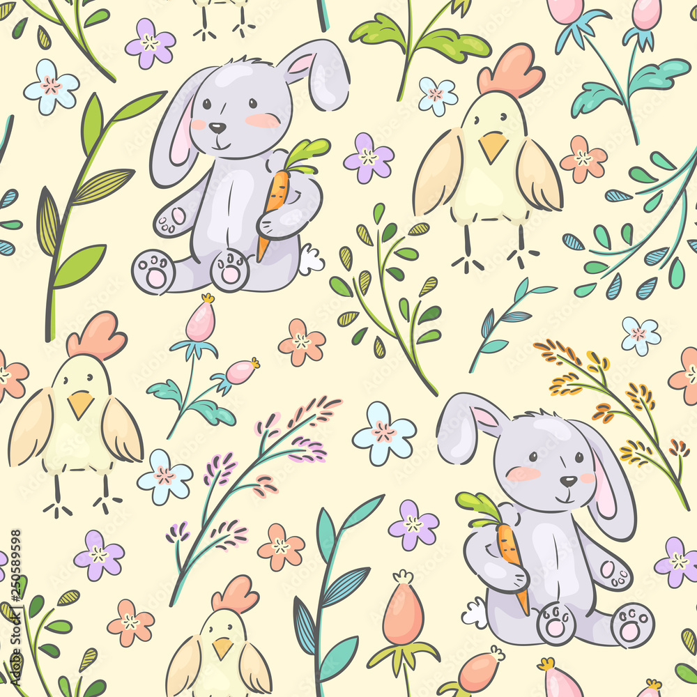 Fototapeta premium Easter spring seamless pattern