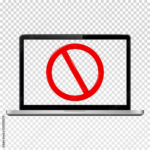 Stop sign on laptop transparent screen