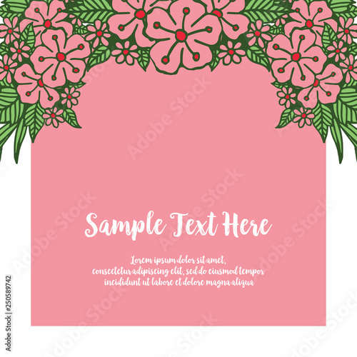 Vector illustration pink flower frame with your sample text here hand drawn
