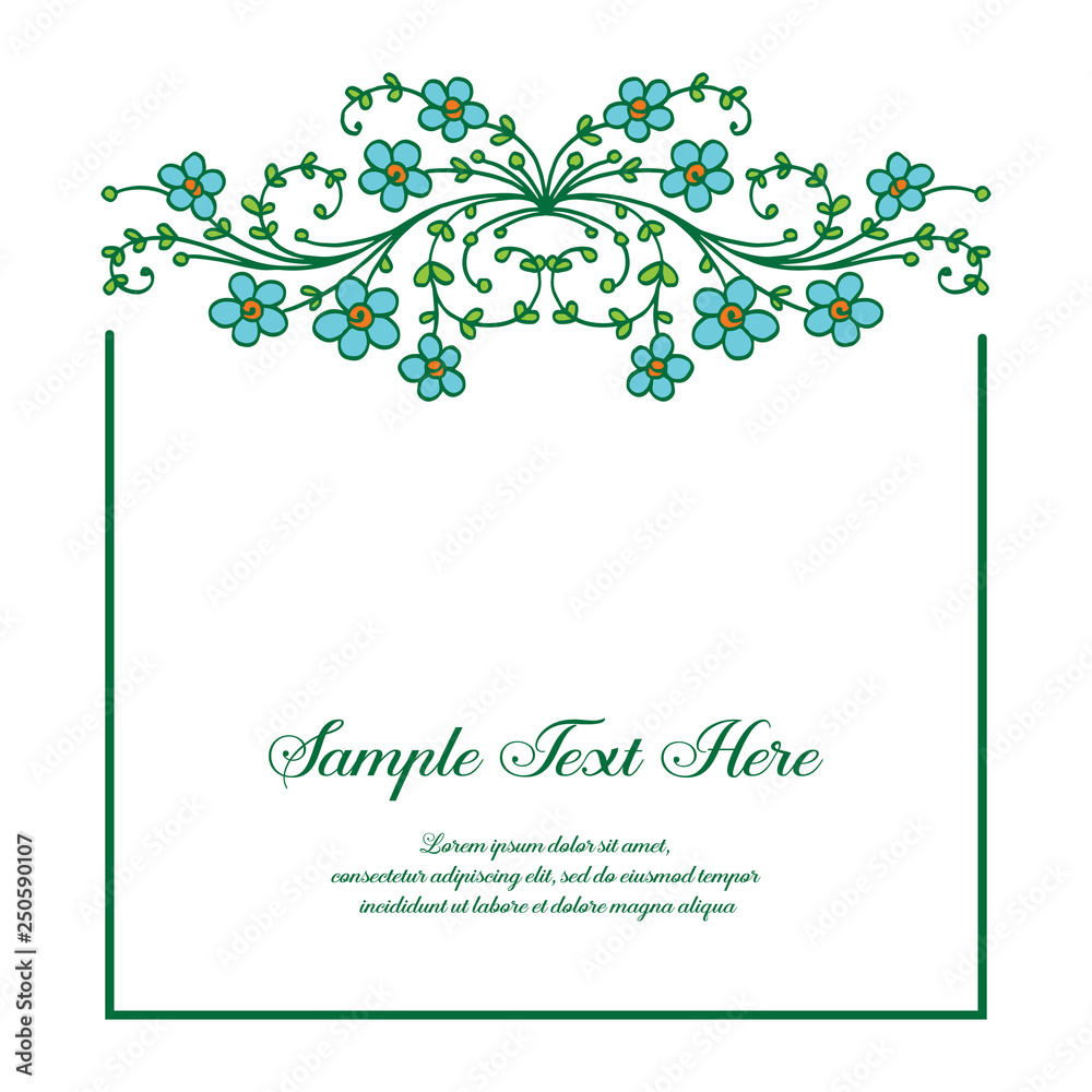Vector illustration your sample text here with frame flower green hand drawn