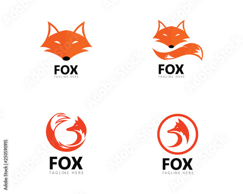 Fox logo template vector icon illustration design