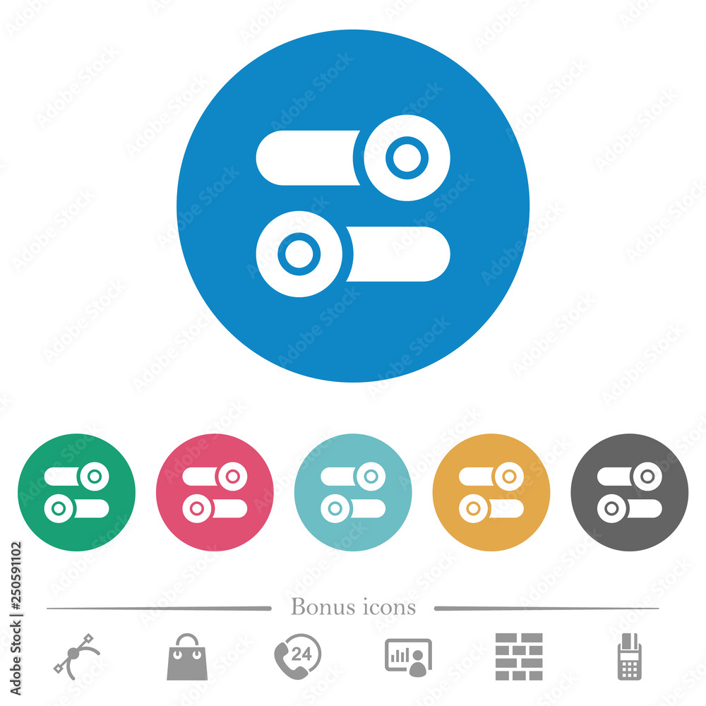 Toggle switches flat round icons Toggle switches flat round icons