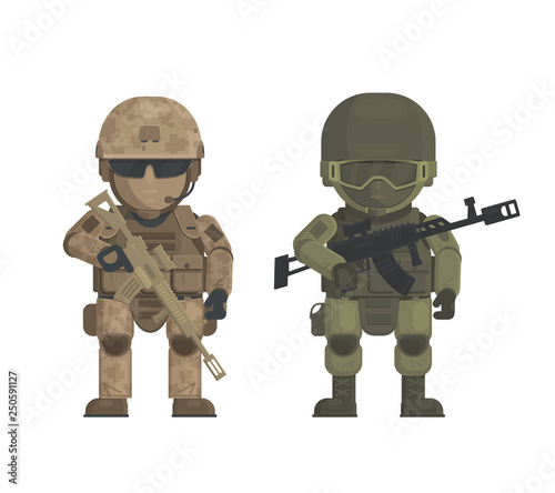 Vector illustration of soldiers on White background.