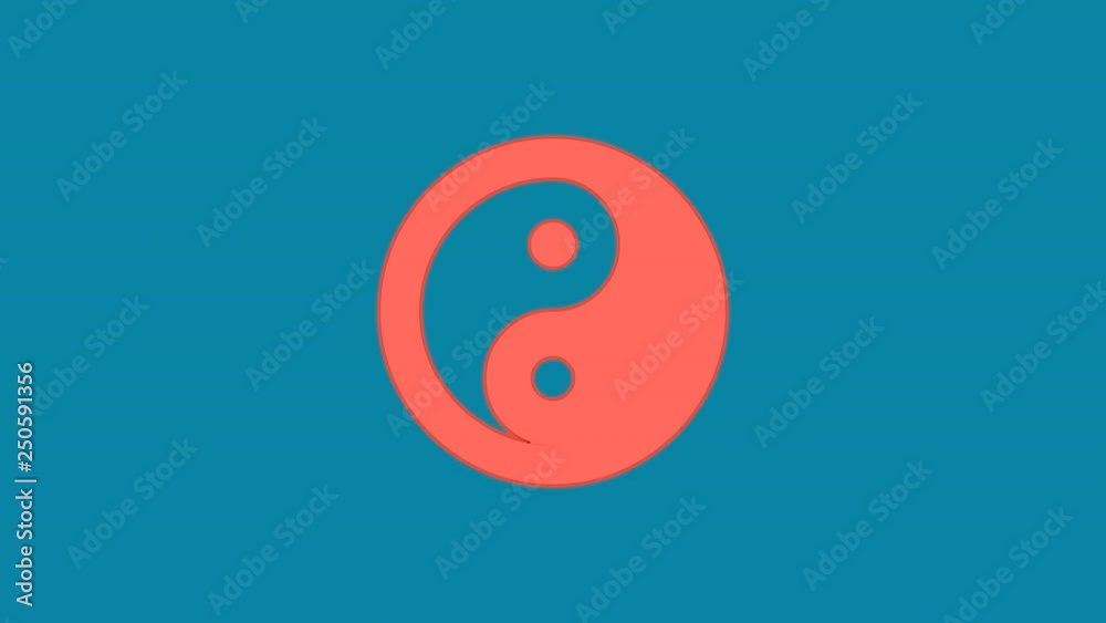 Behind the squares appears the symbol yin yang. In - Out. Alpha channel Premultiplied - Matted with color RGB (8,132,164)