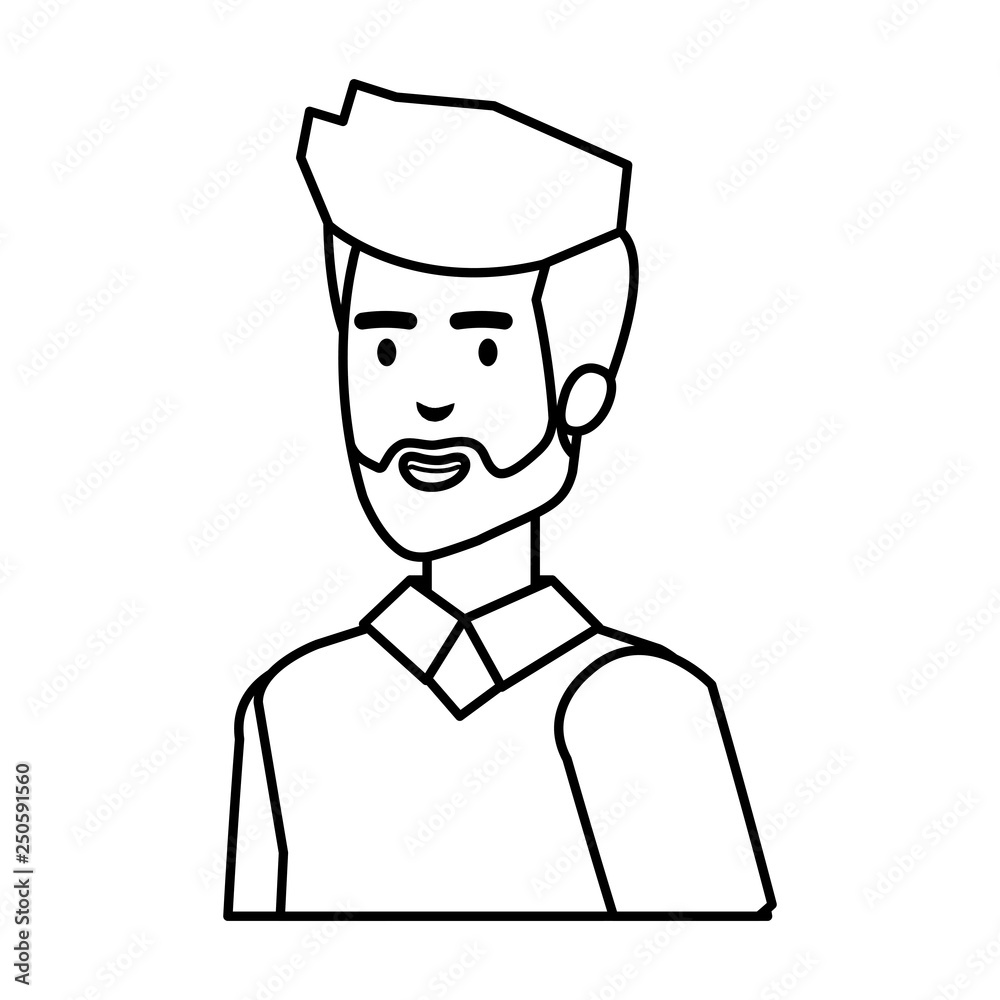young and casual man with beard character young and casual man with beard character