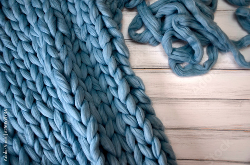 Close-up of knitted blanket, merino wool background