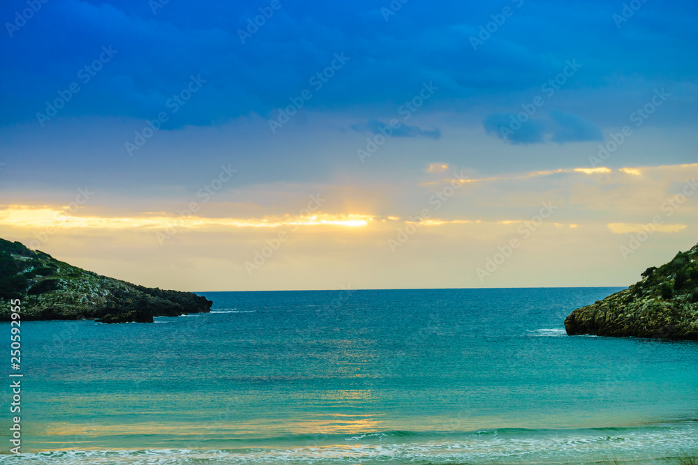 Fototapeta premium Greek Voidokilia beach and sky after sunset