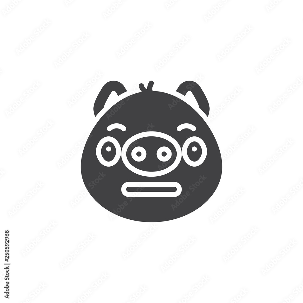 Neutral piggy face emoticon vector icon. filled flat sign for mobile concept and web design. Open eyed emoji glyph icon. Pig year zodiac symbol, logo illustration. Pixel perfect vector graphics Neutral piggy face emoticon vector icon. filled flat sign for mobile concept and web design. Open eyed emoji glyph icon. Pig year zodiac symbol, logo illustration. Pixel perfect vector graphics