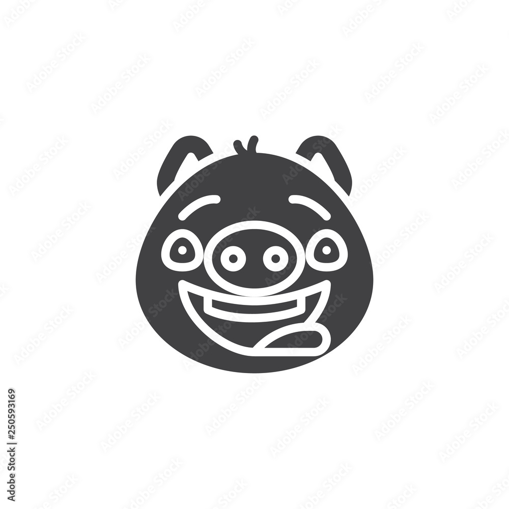 Piggy funny face emoticon vector icon. filled flat sign for mobile concept and web design. Happy piggy face emoji glyph icon. Pig year zodiac symbol, logo illustration. Pixel perfect vector graphics Piggy funny face emoticon vector icon. filled flat sign for mobile concept and web design. Happy piggy face emoji glyph icon. Pig year zodiac symbol, logo illustration. Pixel perfect vector graphics
