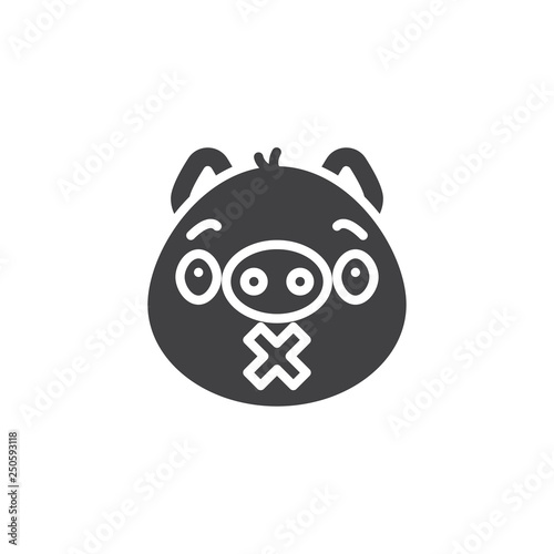 Piggy silent face emoticon vector icon. filled flat sign for mobile concept and web design. Cute silence emoji glyph icon. Pig year zodiac symbol, logo illustration. Pixel perfect vector graphics